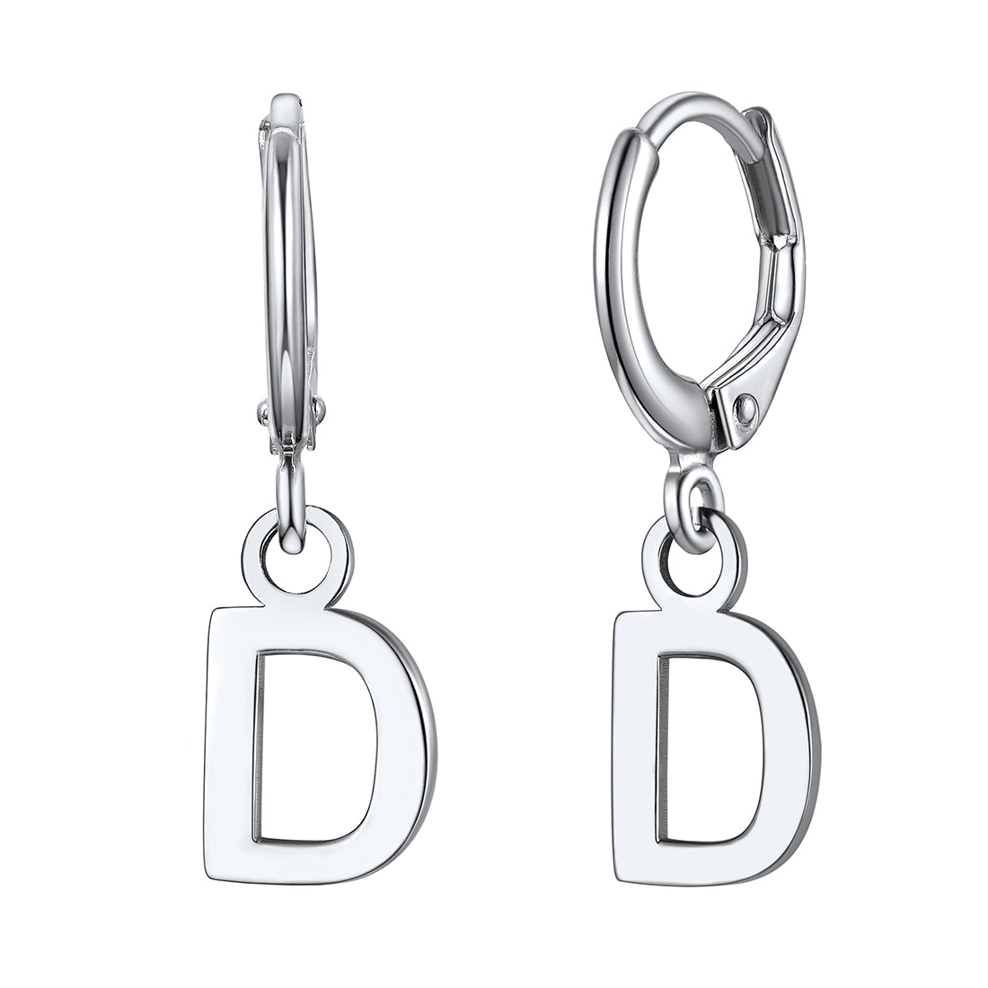 S925 Silver Initial Letter Dangle Earrings Gift for Women Men