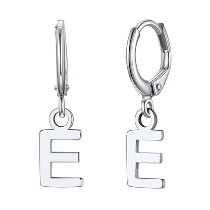 S925 Silver Initial Letter Dangle Earrings Gift for Women Men
