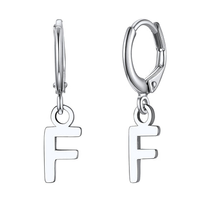 S925 Silver Initial Letter Dangle Earrings Gift for Women Men