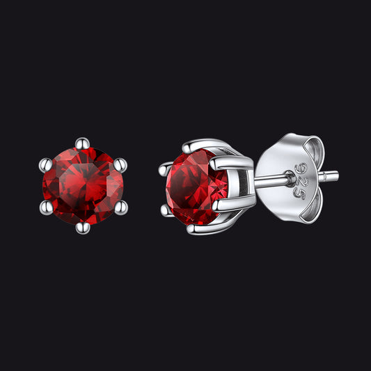 925 Sterling Silver Birthstone Stud Earrings for Men Women