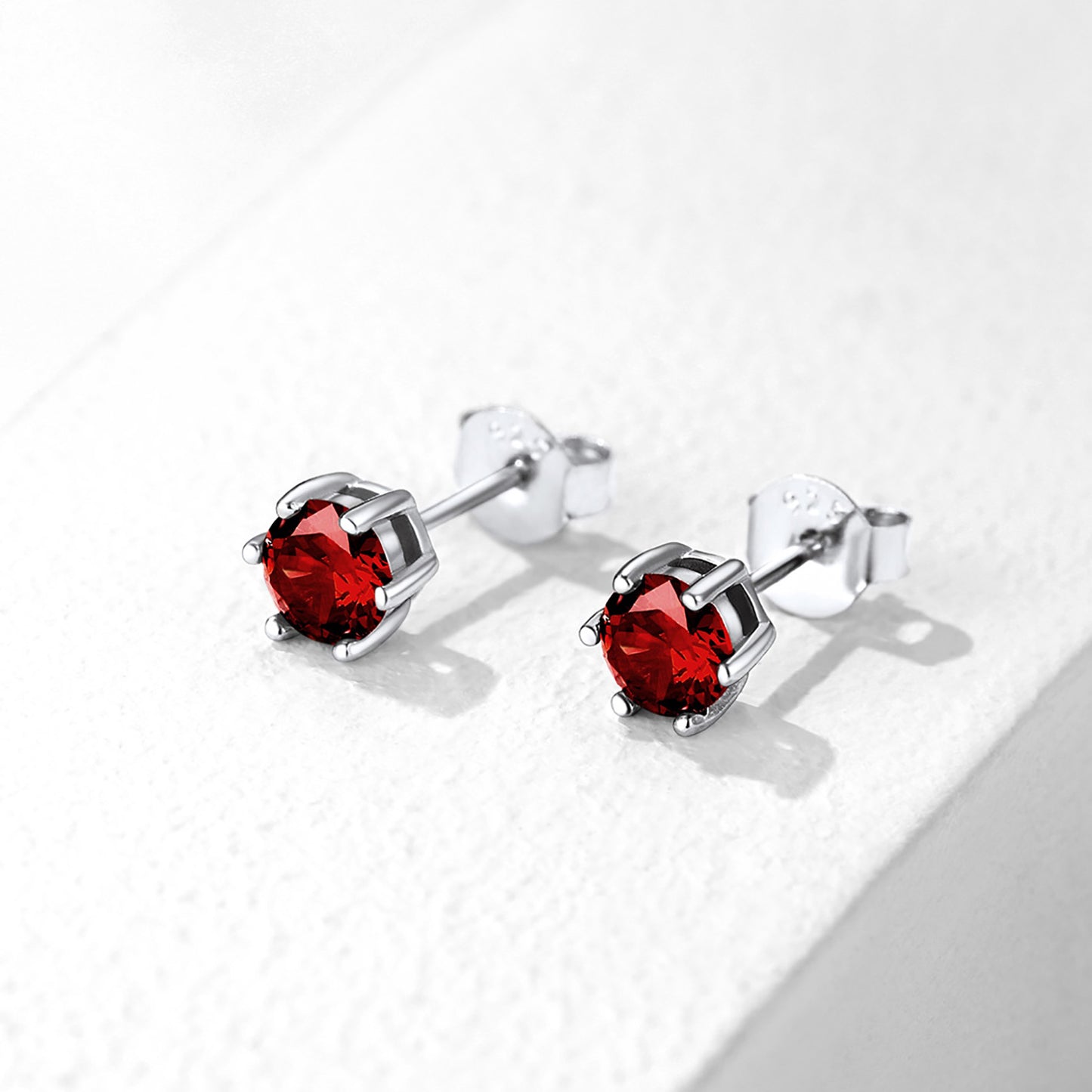 925 Sterling Silver Birthstone Stud Earrings for Men Women