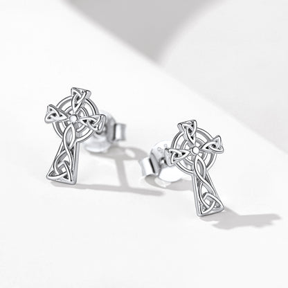 FaithHeart Sterling Silver Celtic Knot Cross Stud Earrings FaithHeart Jewelry