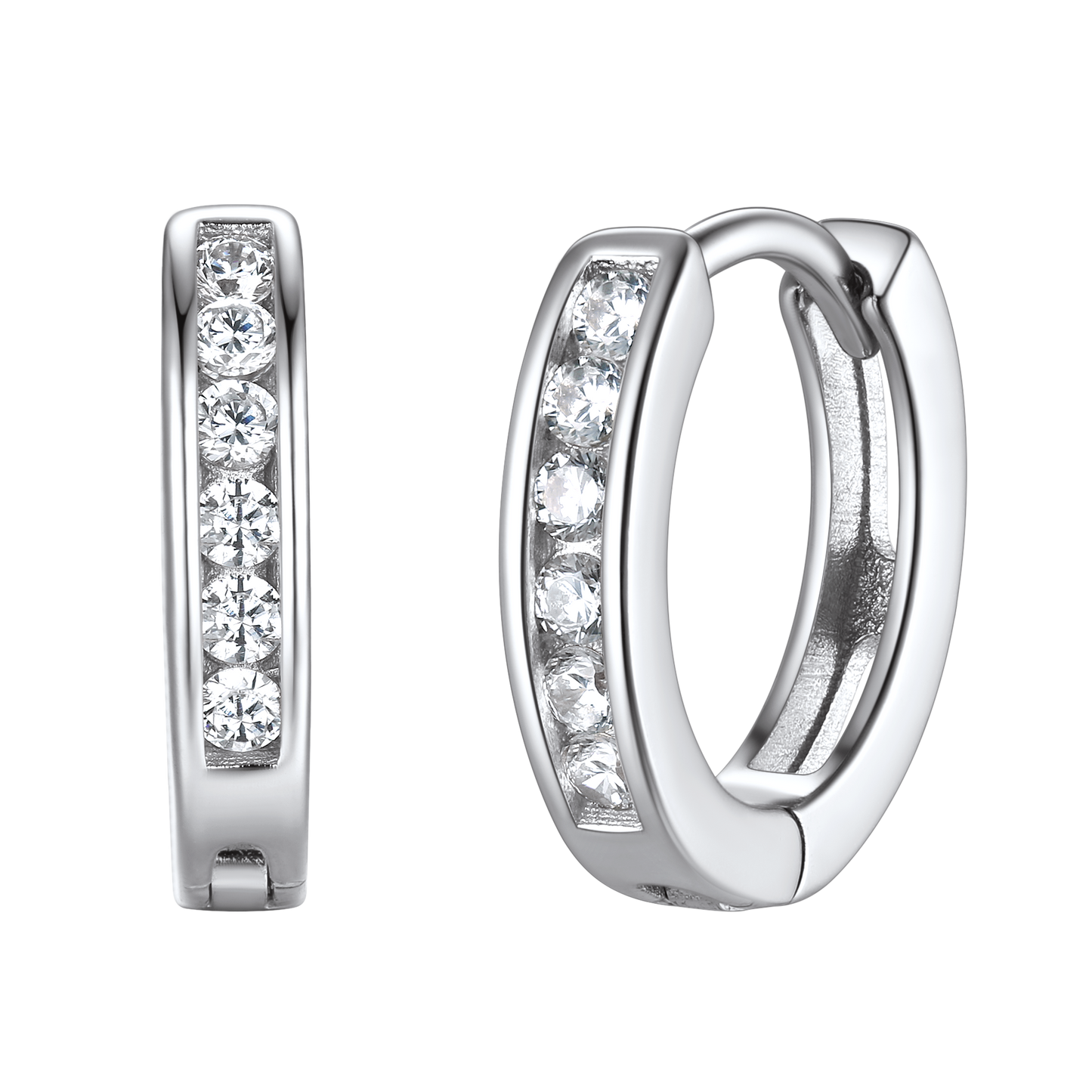 Sterling Silver Black Onyx Huggie Hoop Earrings For Men Women