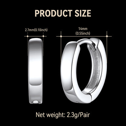 Sterling Silver Huggie Hoop Classic Earrings For Men Women