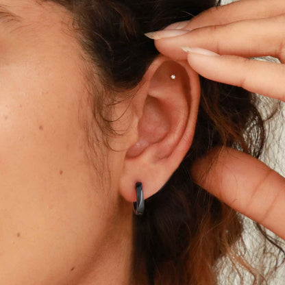 Sterling Silver Basic Huggie Hoop Earrings For Men Women FH Jewelry
