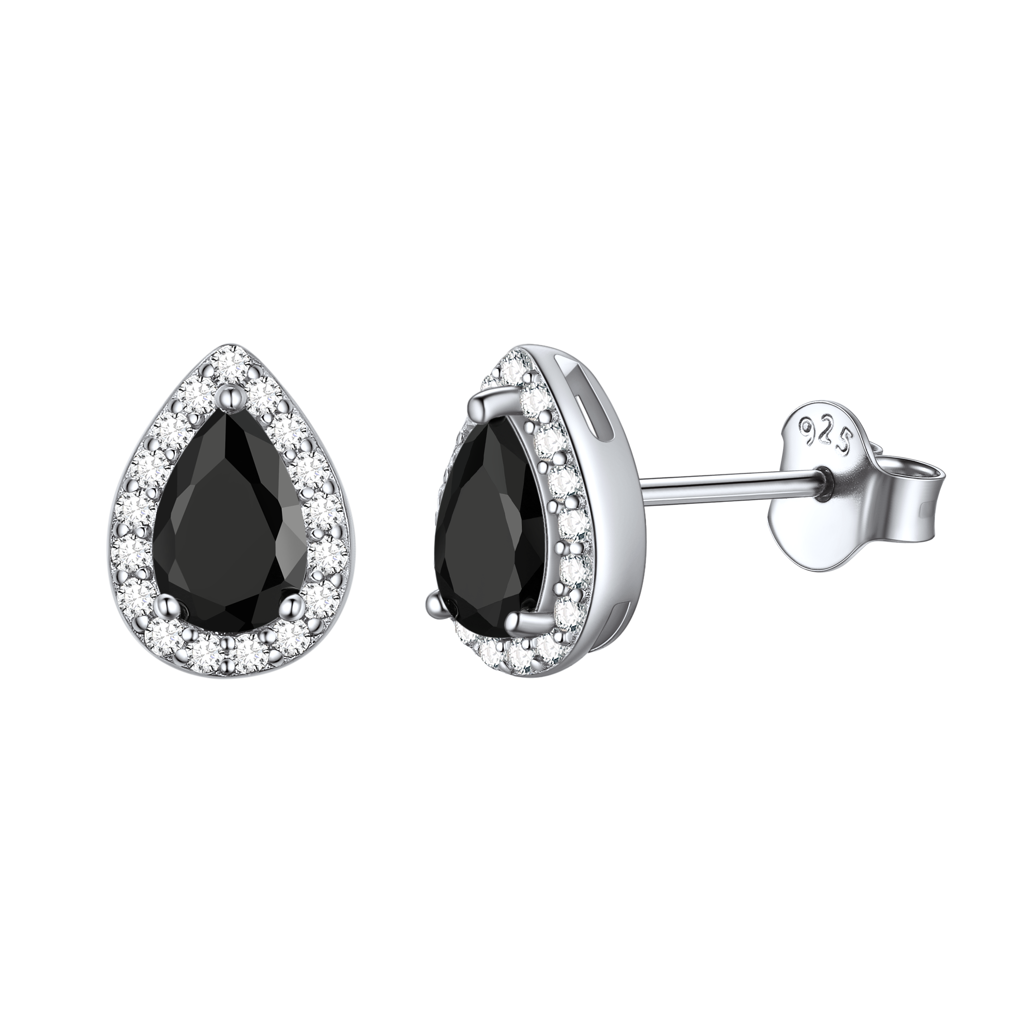 Birthstone Teardrop Halo Stud Earrings