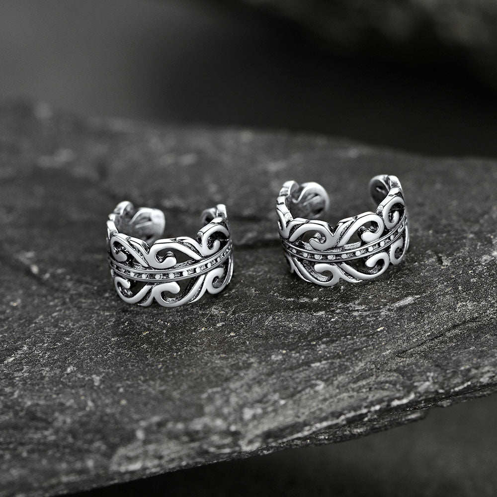 FaithHeart Celtic Cuff Earrings Sterling Silver Non-Piercing Earrings FaithHeart