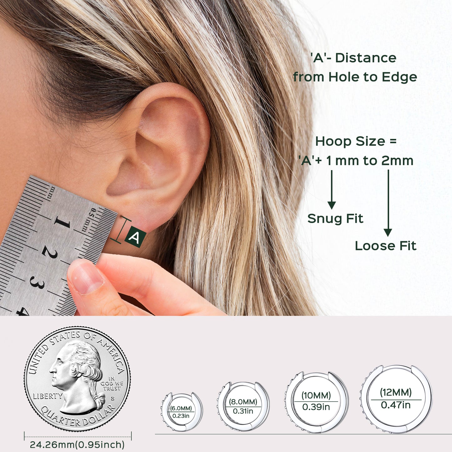 Sparkling Diamond Cartilage Huggie Hoop Earrings for Women in Sterling Silver