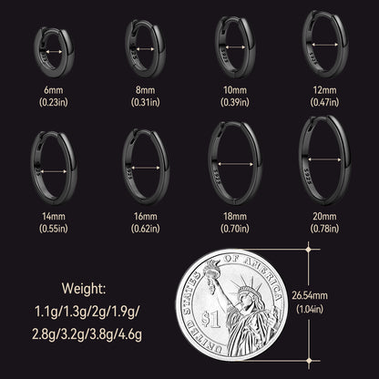 Huggie Hoop Earrings size chart