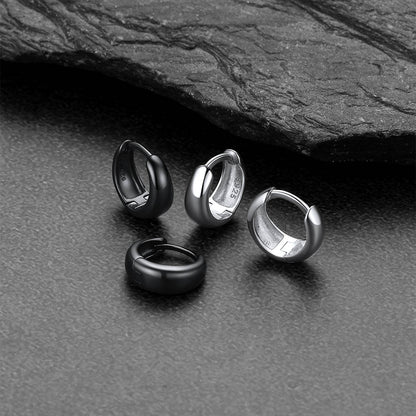 Sterling Silver Thick Huggie Hoop Earrings