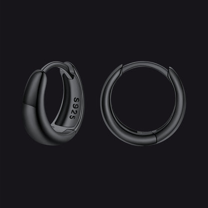 Simple Sterling Silver Thick Huggie Hoop Earrings for Men