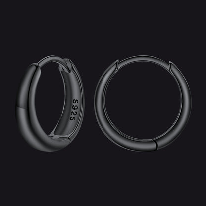 Simple Sterling Silver Thick Huggie Hoop Earrings for Men