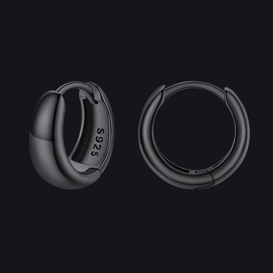 Simple Sterling Silver Thick Huggie Hoop Earrings for Menimg