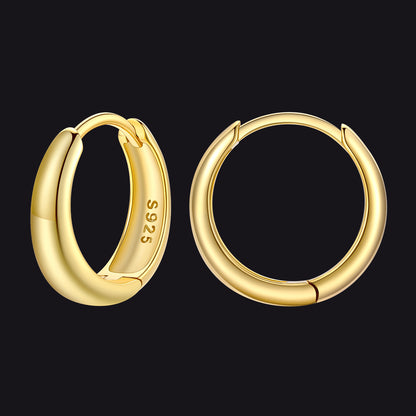 Simple Sterling Silver Thick Huggie Hoop Earrings for Men