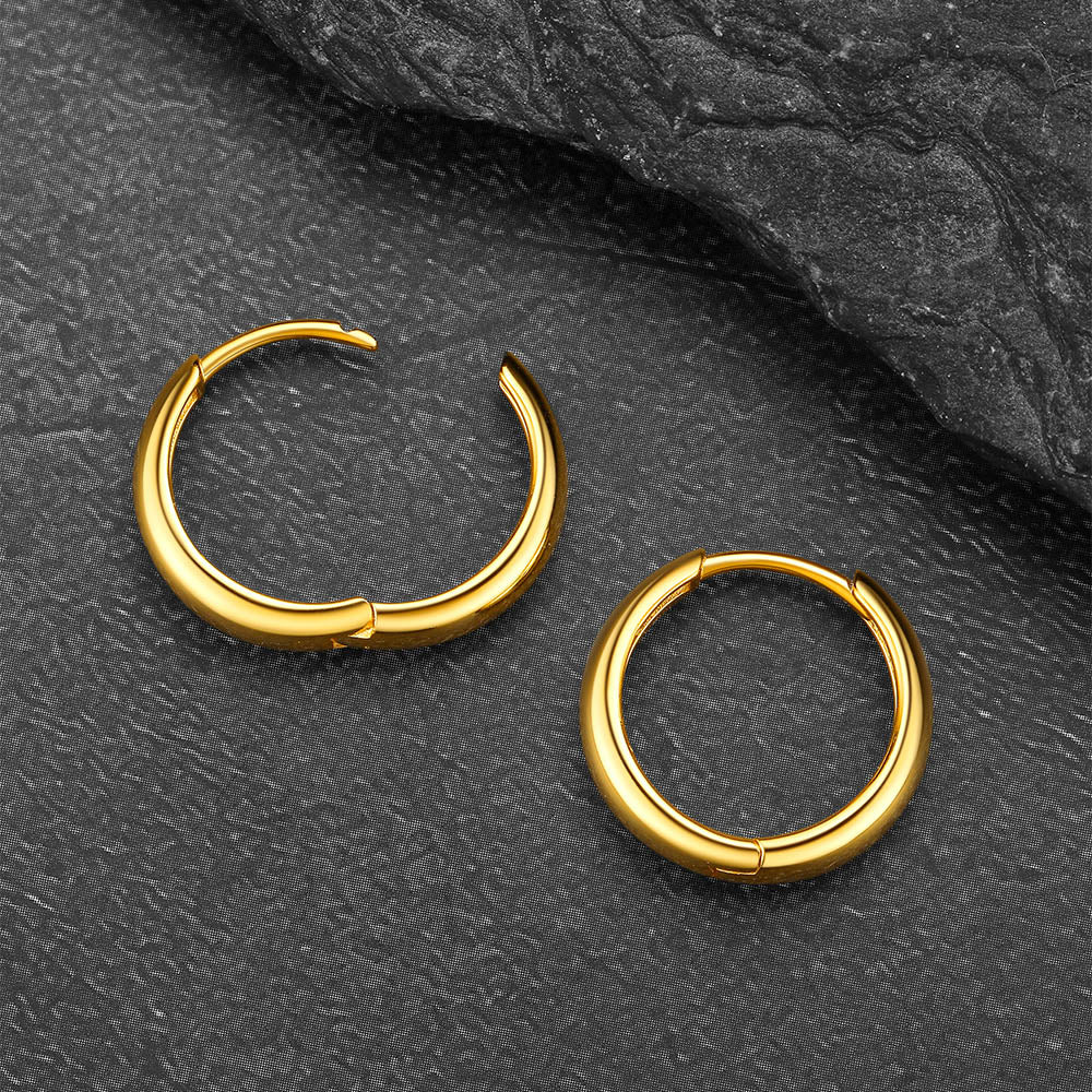 Simple Sterling Silver Thick Huggie Hoop Earrings for Men