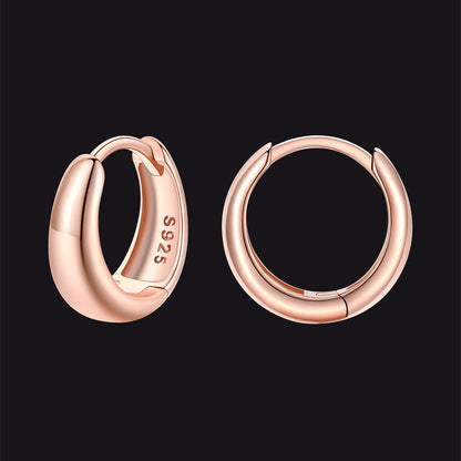 Simple Sterling Silver Thick Huggie Hoop Earrings for Men