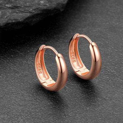 Simple Sterling Silver Thick Huggie Hoop Earrings for Men