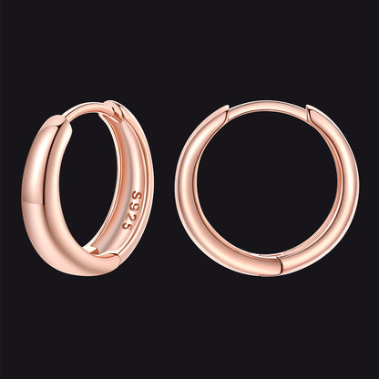 Simple Sterling Silver Thick Huggie Hoop Earrings for Men