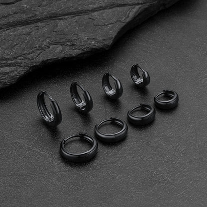 Simple Sterling Silver Thick Huggie Hoop Earrings for Men