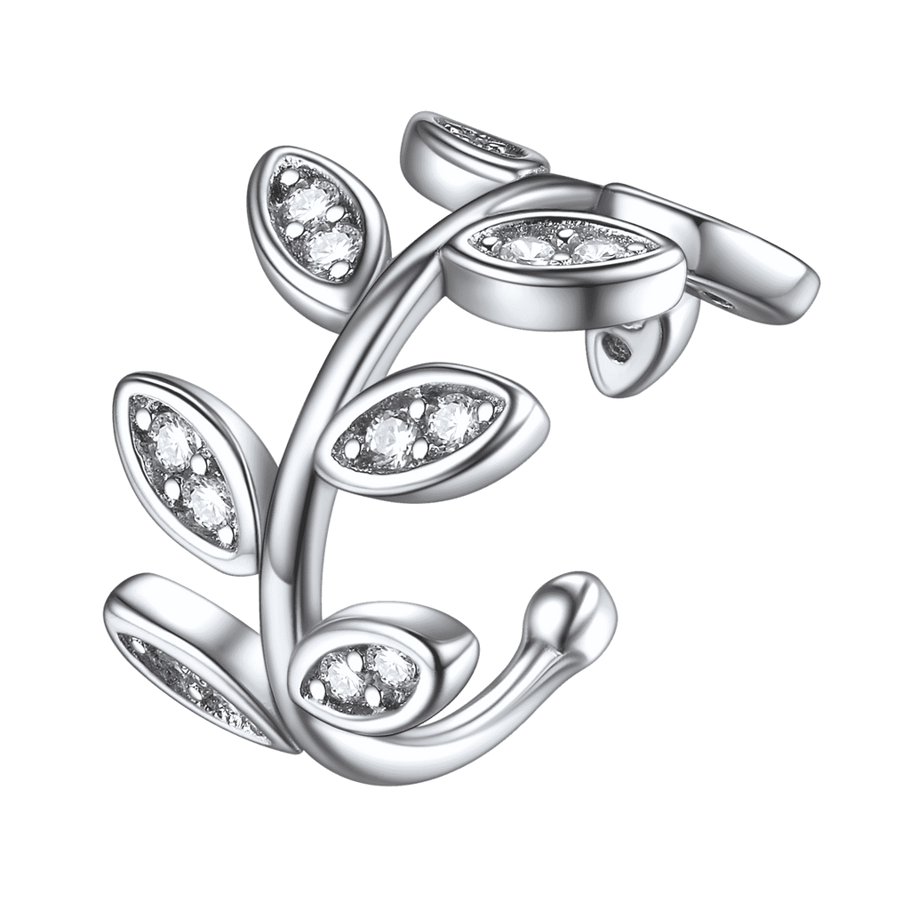 Silver Ear Cuff Earrings | Leaf | Zircon – FaithHeart Jewelry