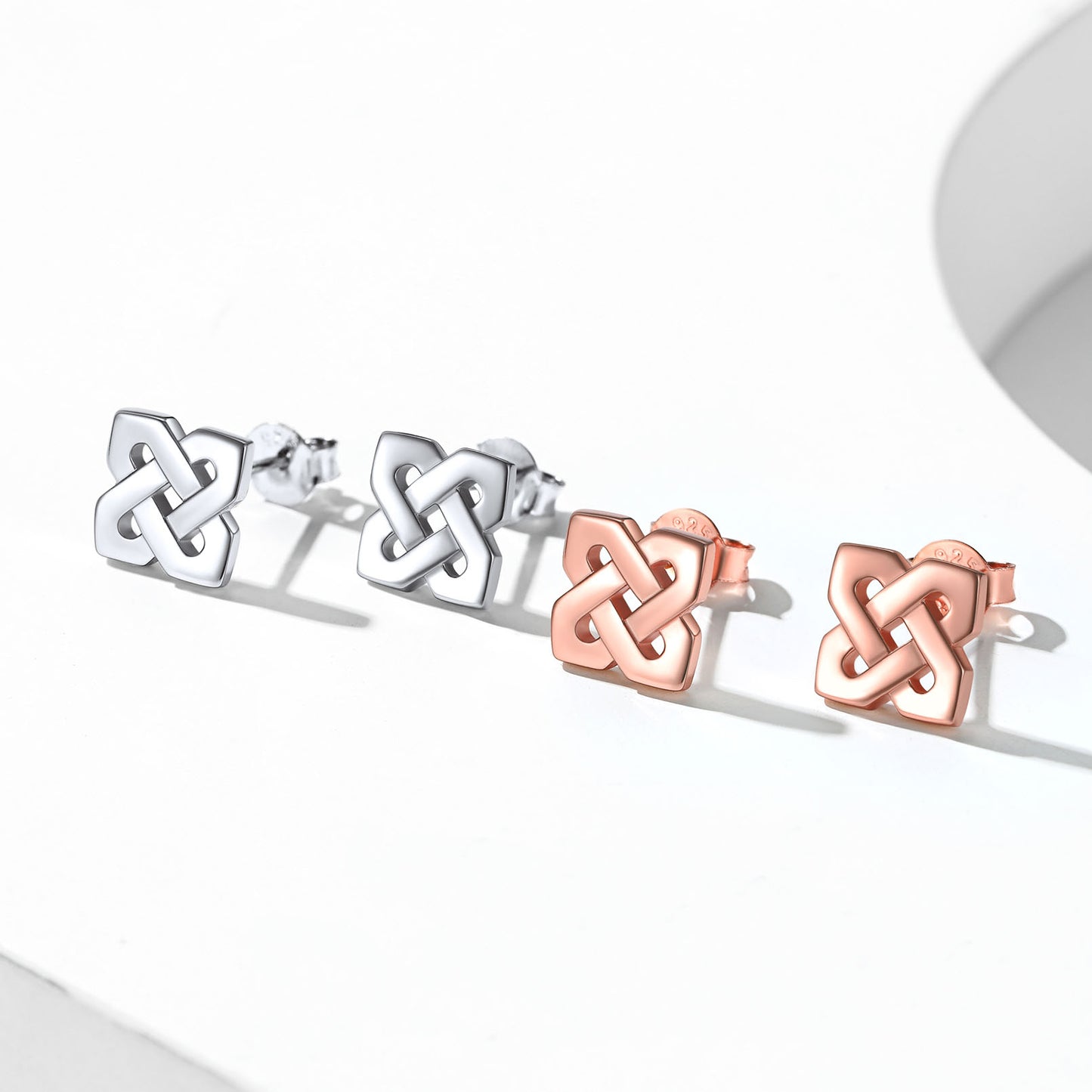 FaithHeart Celtic Knot Stud Earrings for Women in Sterling Silver FaithHeart