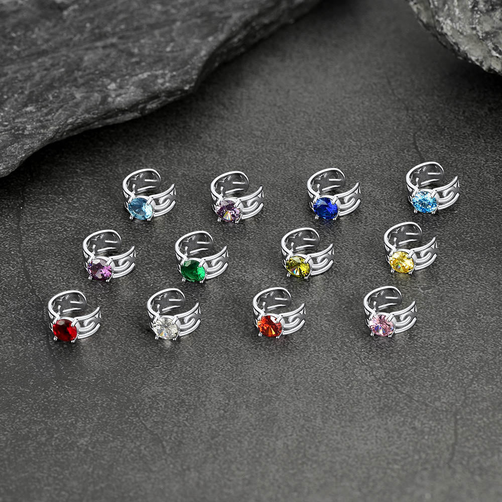 FaithHeart Birthstone Ear Cuffs 925 Sterling Silver Celtic Knot Earrings FaithHeart