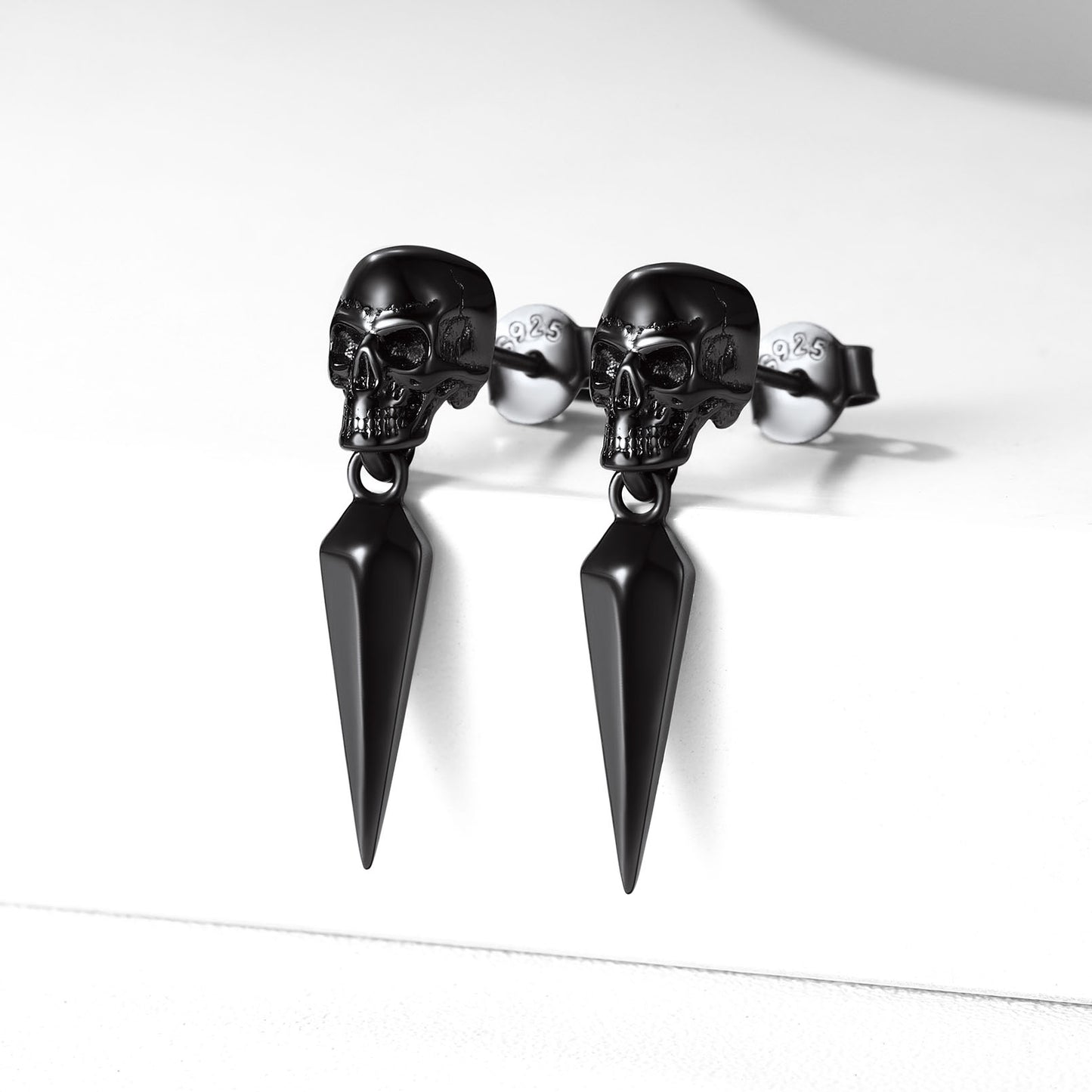 Sterling Silver Gothic Skull Dangle Stud Earrings For Men FaithHeart
