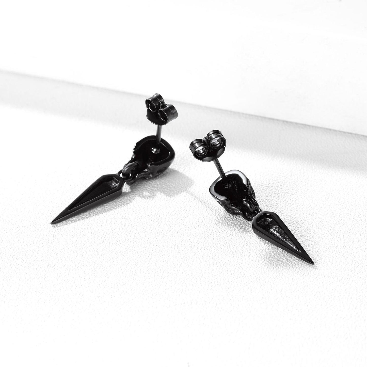 Sterling Silver Gothic Skull Dangle Stud Earrings For Men FaithHeart