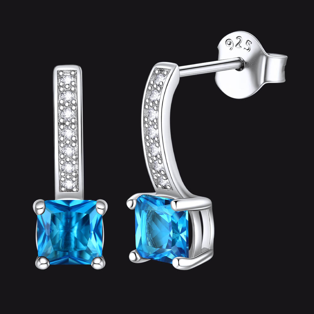 FaithHeart Dainty Birthstone Stud Drop Earrings for Women in Sterling Silver FaithHeart