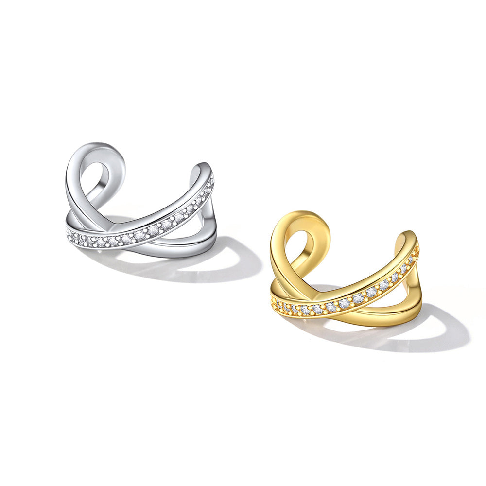 925 Sterling Silver CZ Ear Cuff Earrings for Women