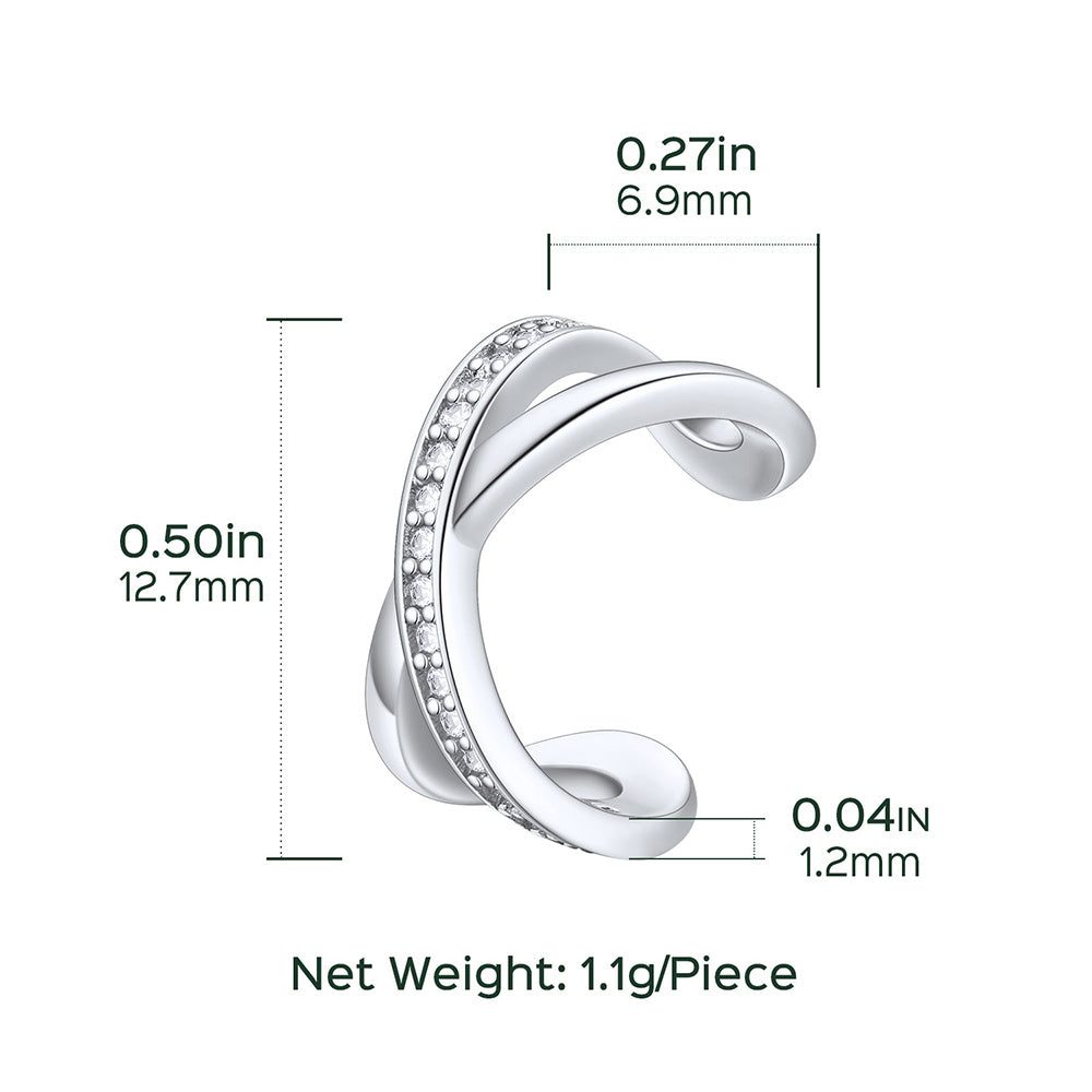 925 Sterling Silver CZ Ear Cuff Earrings for Women