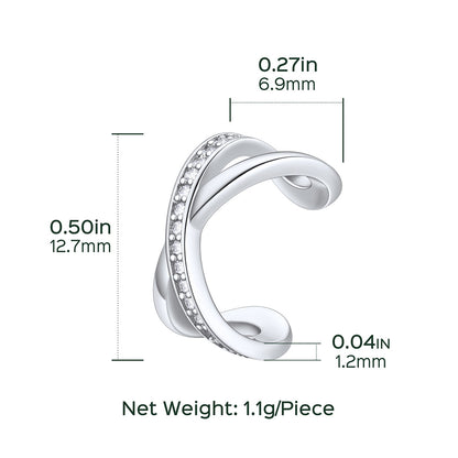 925 Sterling Silver CZ Ear Cuff Earrings for Women
