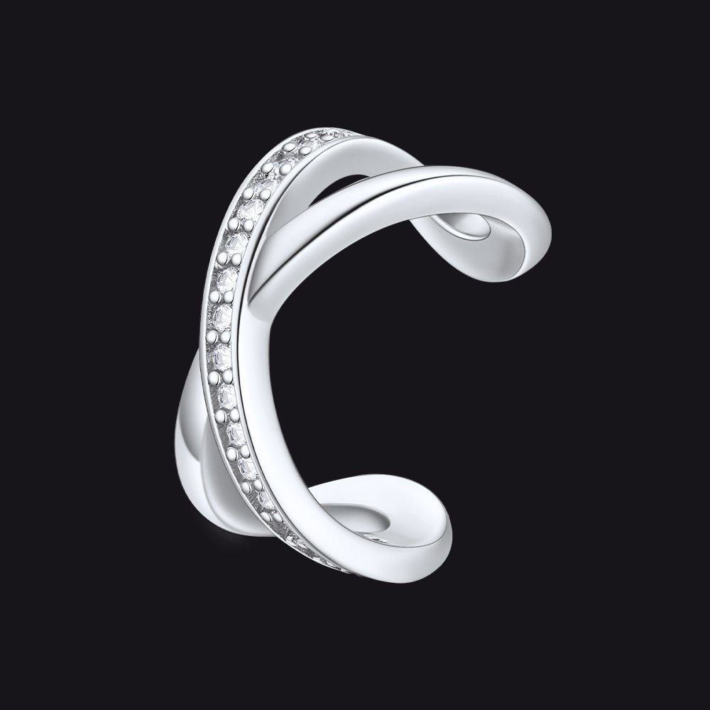 925 Sterling Silver CZ Ear Cuff Earrings for Women