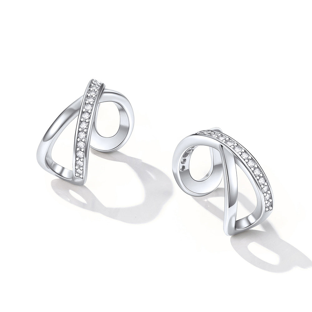 925 Sterling Silver CZ Ear Cuff Earrings for Women