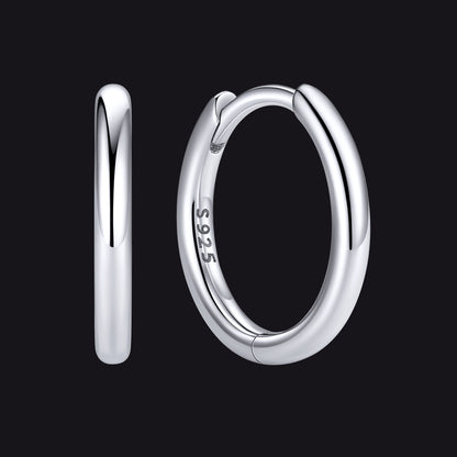 Silver 925 Sterling Silver Huggie Hoop Earring ¨C 10 mm Inner Diameter