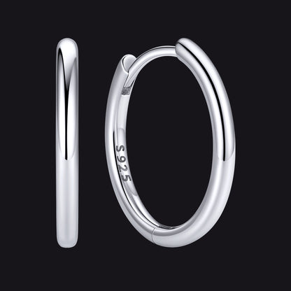 Silver 925 Sterling Silver Huggie Hoop Earring ¨C 14 mm Inner Diameter