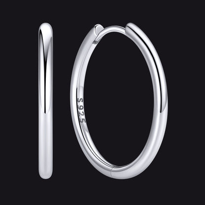 Silver 925 Sterling Silver Huggie Hoop Earring ¨C 18 mm Inner Diameter