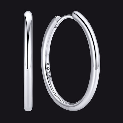 Silver 925 Sterling Silver Huggie Hoop Earring ¨C 20 mm Inner Diameter