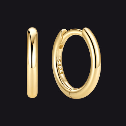 Gold 925 Sterling Silver Huggie Hoop Earring ¨C 8 mm Inner Diameter