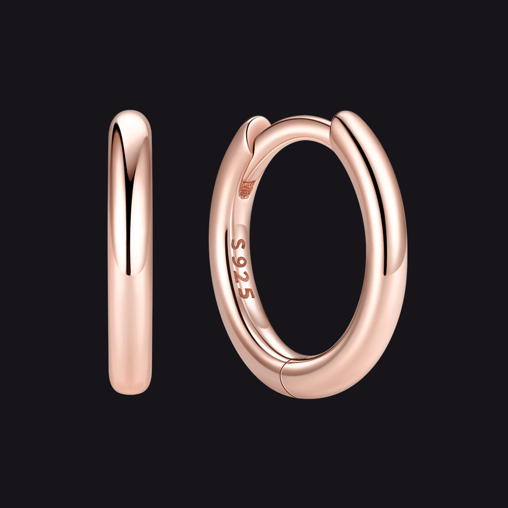 Rose Gold 925 Sterling Silver Huggie Hoop Earring ¨C 8 mm Inner Diameter