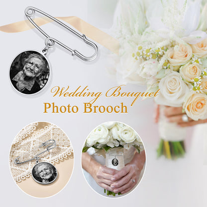 Customized Memorial 1-4 Picture Button Pins Wedding Bouquet Photo Charms