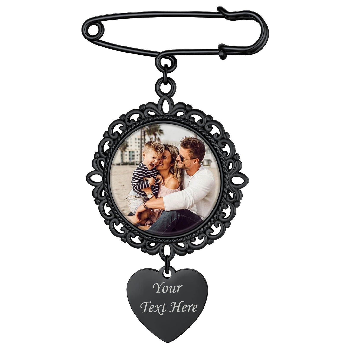 Customized Wedding Bouquet Photo Charm Brooch Pins