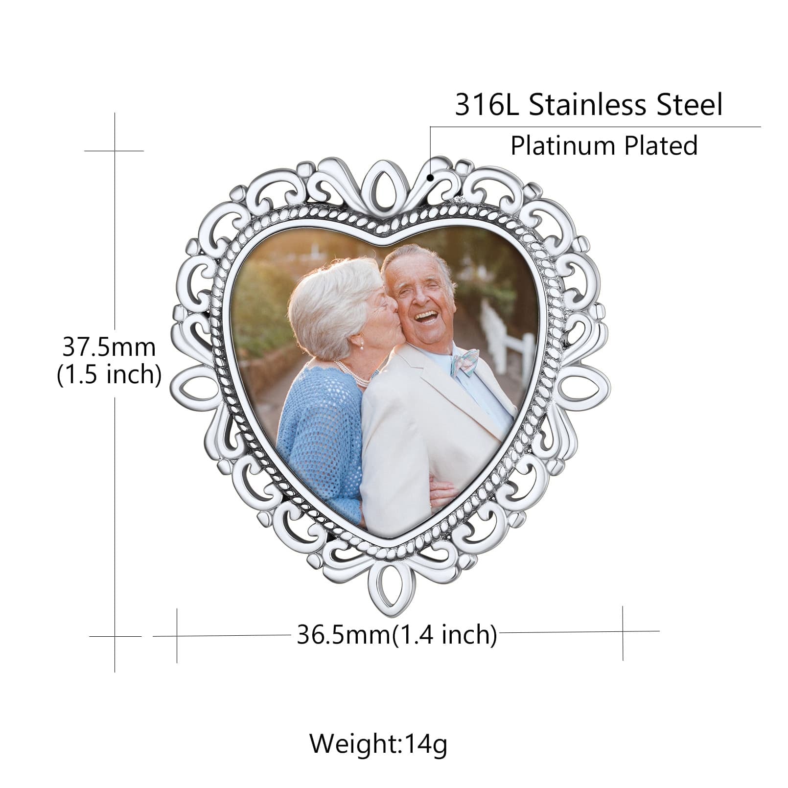 Personalized Heart Photo Brooch Pins for Wedding