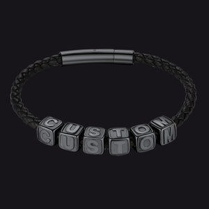 Personalized beaded braided rope bracelet for men black