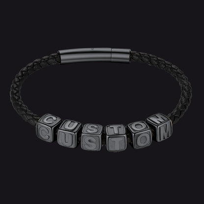 Personalized beaded braided rope bracelet for men black