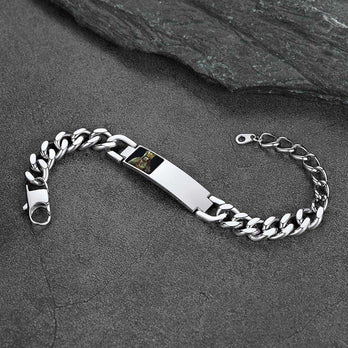 Customized Photo Cuban Link Chain Bracelet with Picture Gift for Men