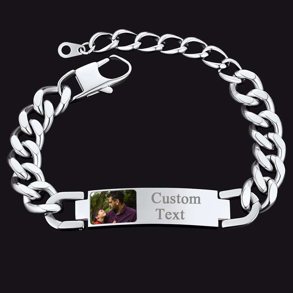 FaithHeart Customized Photo Cuban Link Bracelet for Men FaithHeart