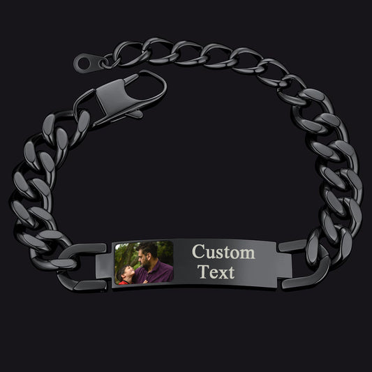 FaithHeart Customized Photo Cuban Link Bracelet for Men FaithHeart