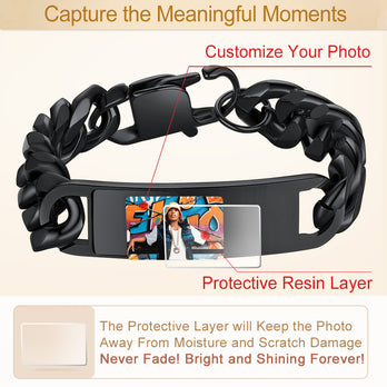 Personalized Photo ID Cuban Bracelet for Men FaithHeart