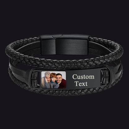 FaithHeart Personalized Leather Cuff Bracelet with Picture FaithHeart